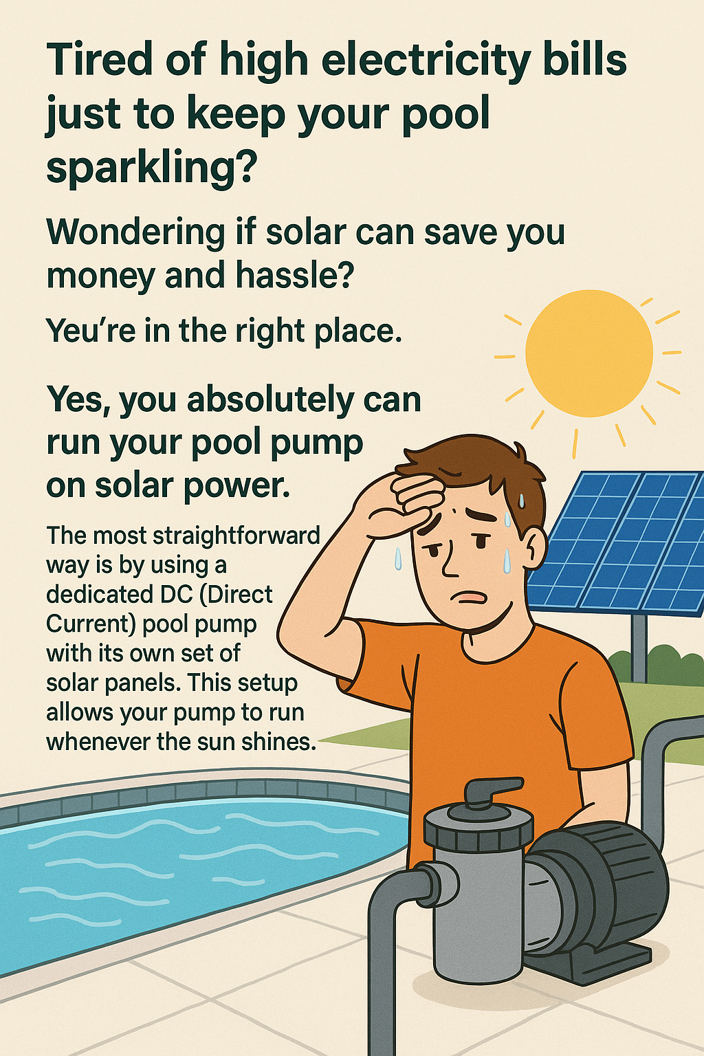 solar panels powering a pool pump