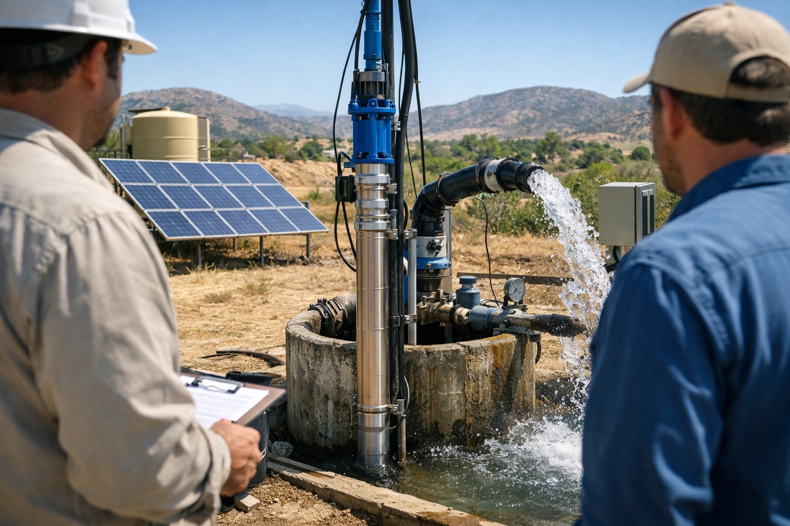 A diagram showing the total pump head of a solar water pump system