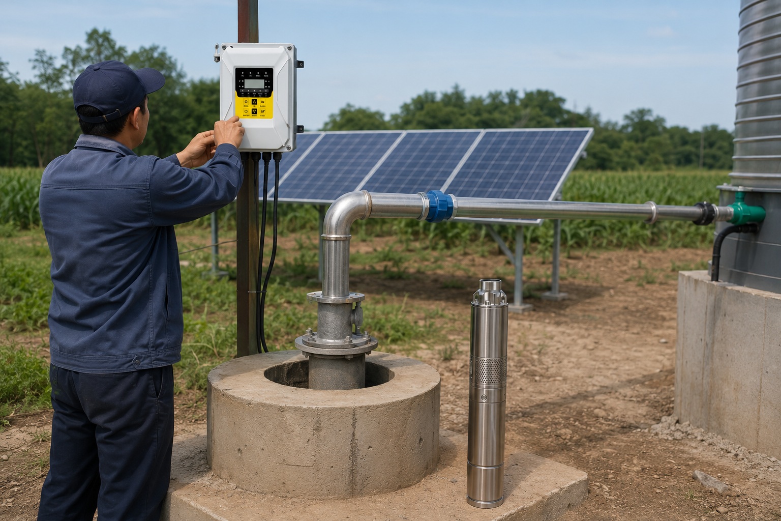 A high-quality water pump motor and housing in an industrial setting.