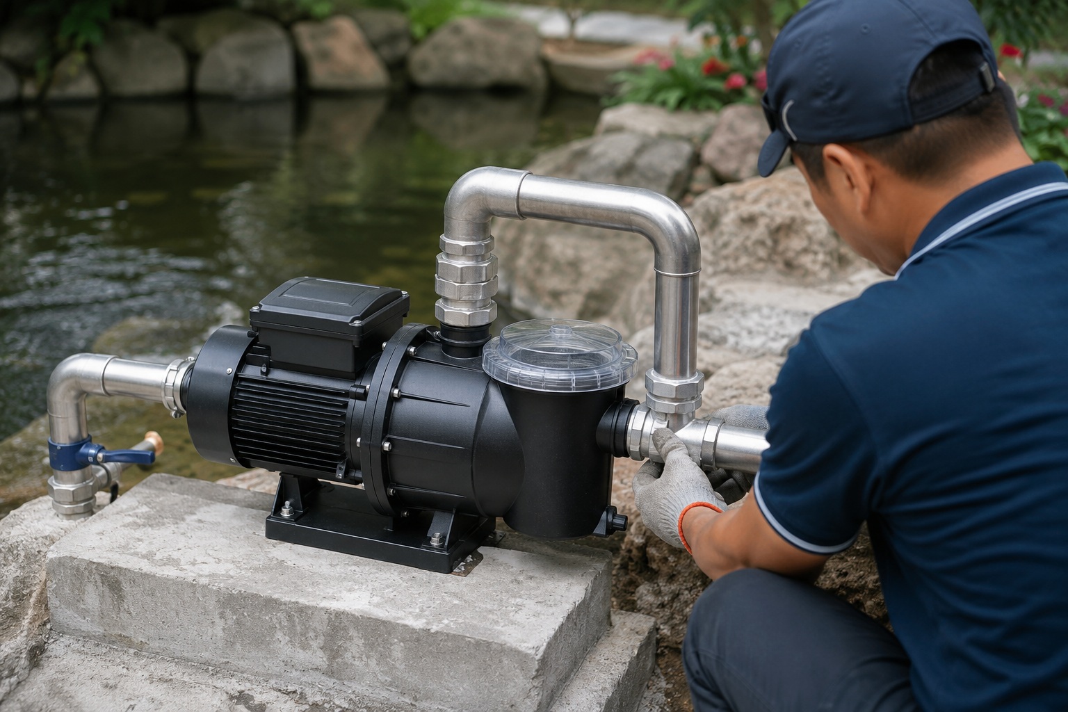 a powerful water pump splashing water everywhere