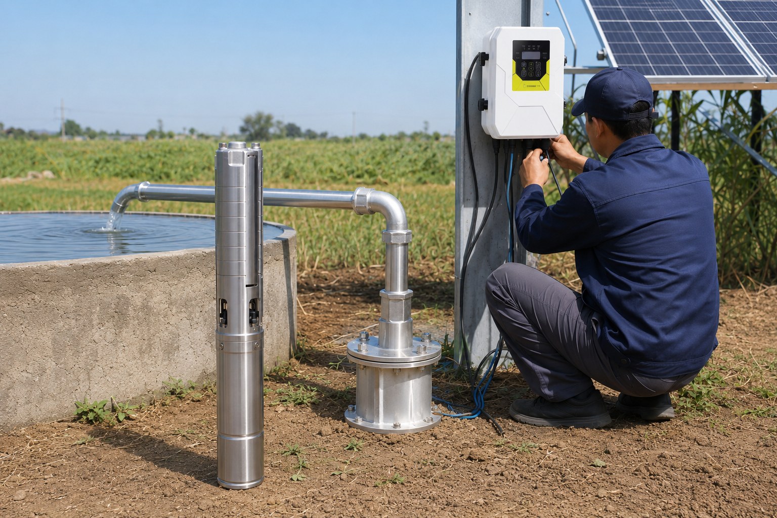A variety of water pumps in an industrial setting