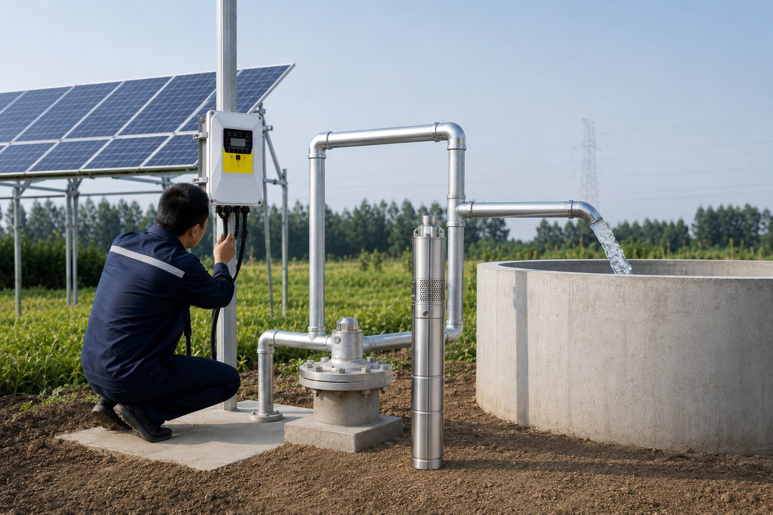 A diagram showing the components of a well pump system