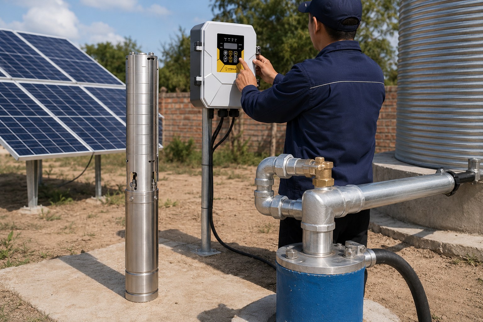 An oversized well pump next to a correctly sized one, showing the potential for problems.