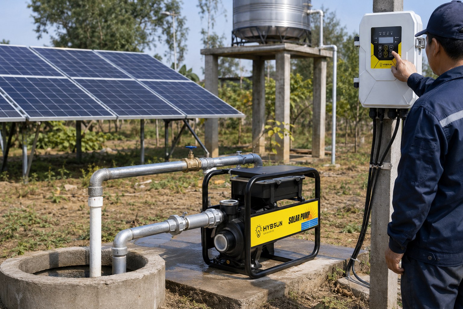 A jet pump system installed next to a shallow well