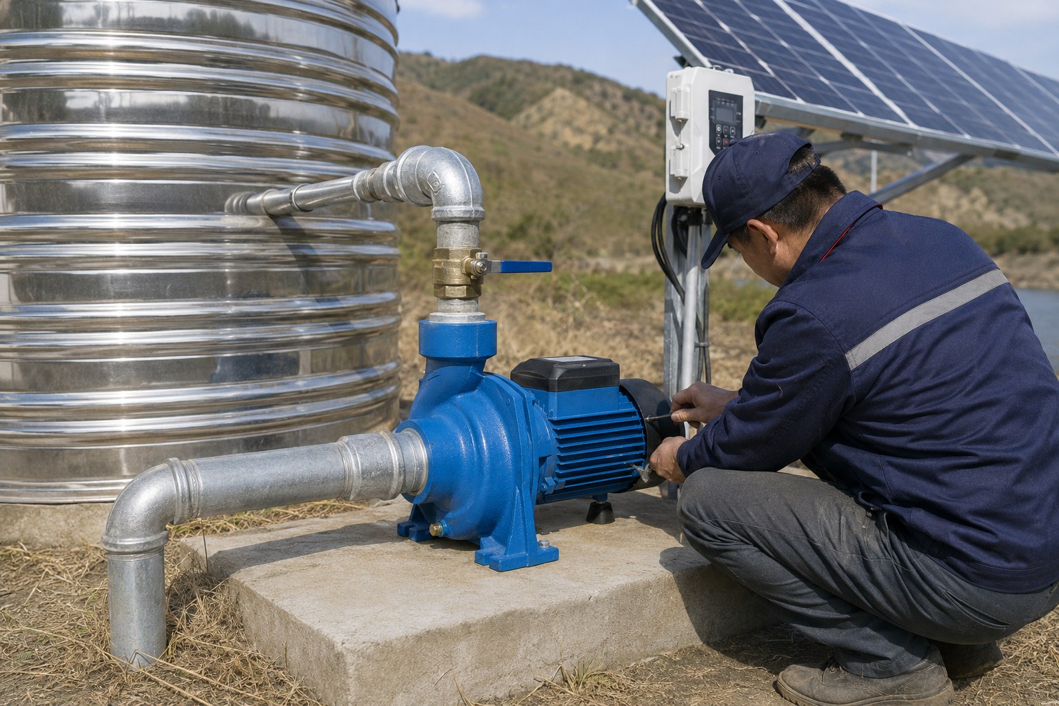 A diagram showing the key components of a centrifugal pump