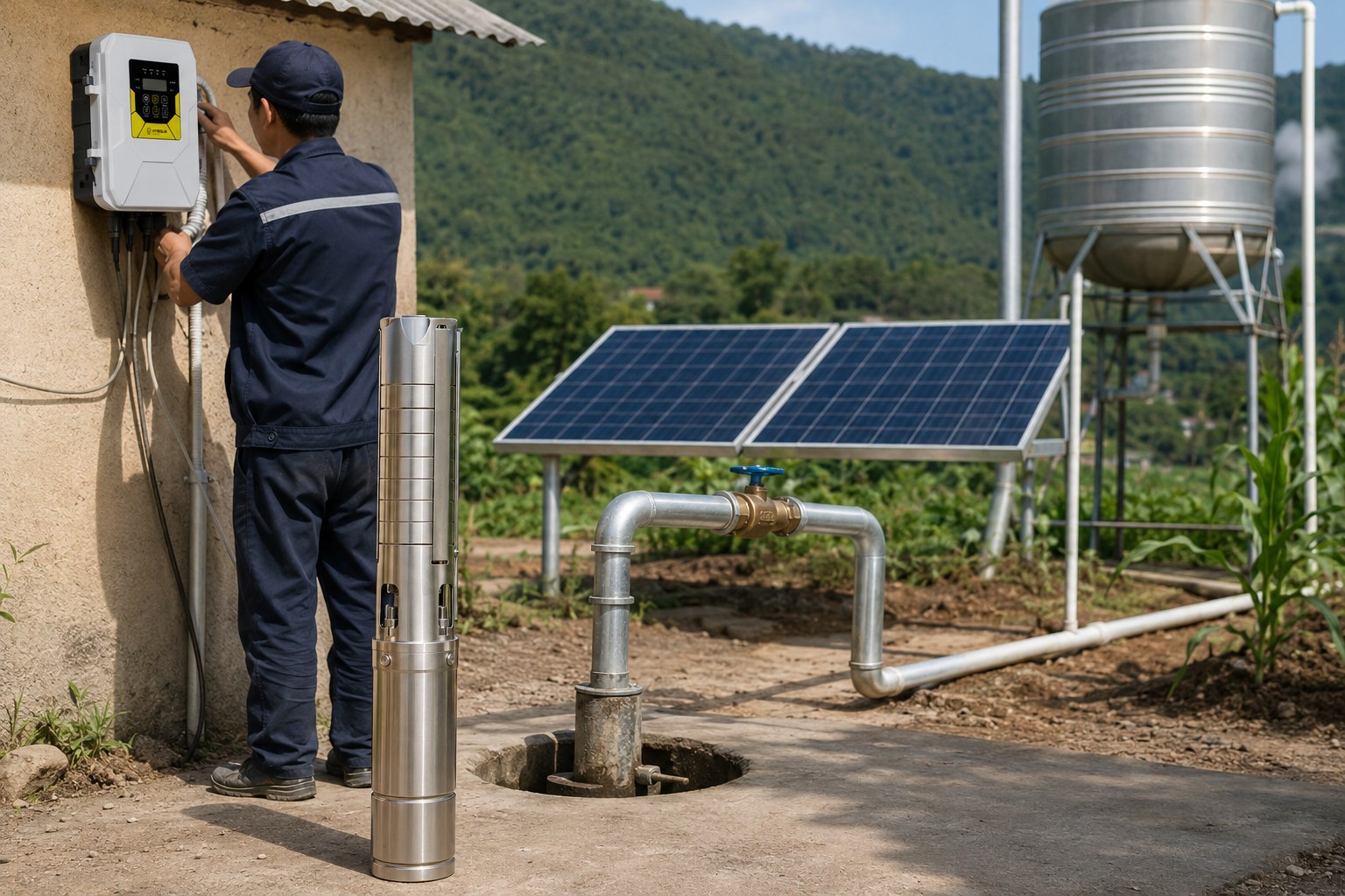 A 1 HP pump and a 1.5 HP pump side by side