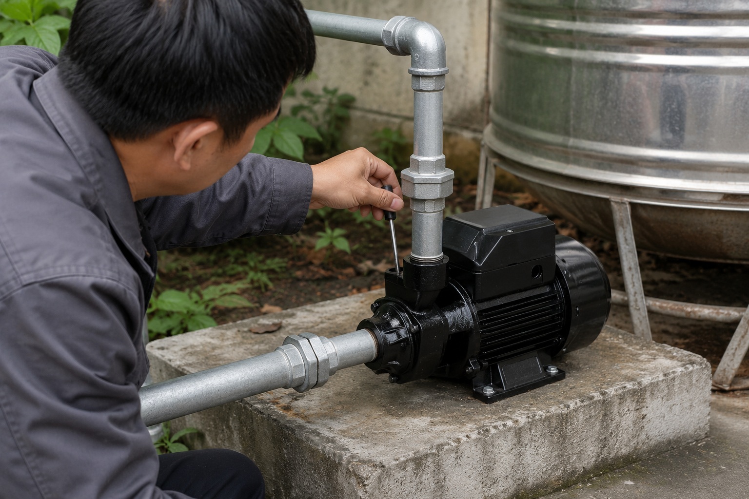 adjusting the pressure on a water pump