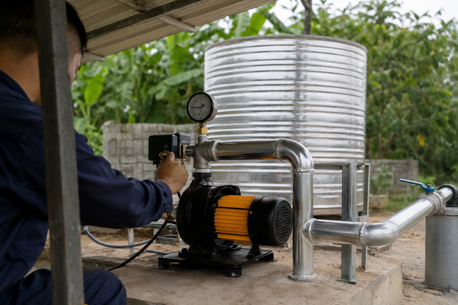 Adjusting water pump pressure gauge