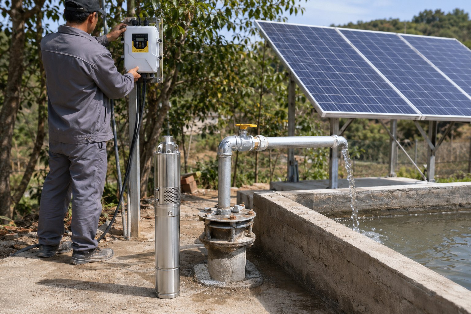 A 0.5 HP water pump installed in a clean, modern setup
